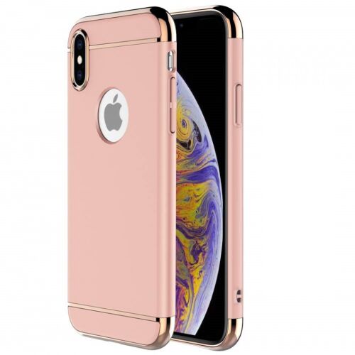 Rózsaszín iPhone X tok, 3 az 1-ben védőtok matt felülettel, lökhárítóval, hátlap 