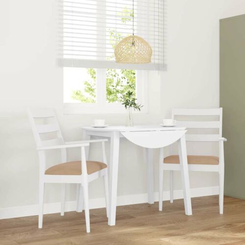 vidaXL fehér tömör gumifából készült étkezőszékek párnákkal étkező környezetben