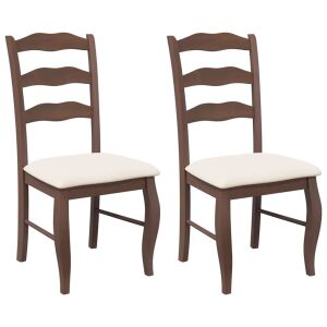 Pár vidaXL barna tömörfa étkezőszék krém színű párnákkal - Étkező szék