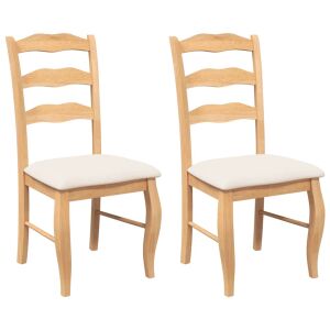 vidaXL két természetes gumifa étkezőszék krém színű párnákkal - Étkező szék