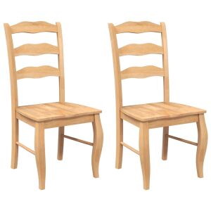 vidaXL természetes tömör gumifa étkezőszék szett 2 darabos fehér háttérrel - Étkező szék