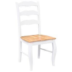 vidaXL fehér és természetes fa étkezőszék, szögletes nézet - Étkező szék