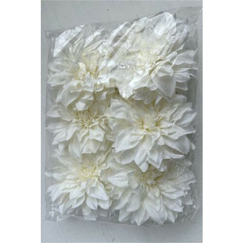 Fehér dália fejek 6db 14cm