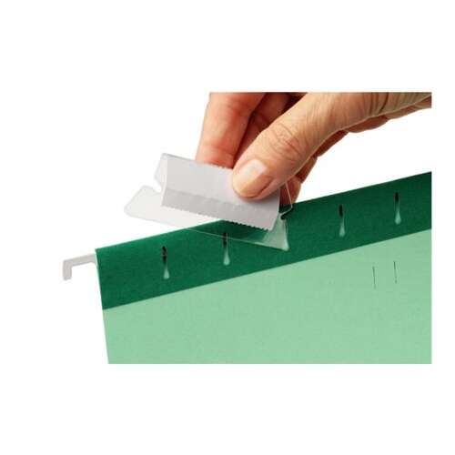 Esselte Classic hanging file folder label holder, clear, 25 pack