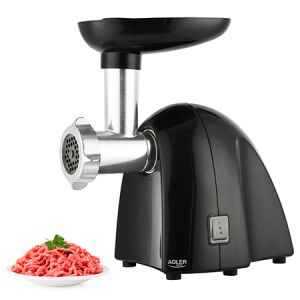 Adler | Meat mincer | AD 4811 | Black | 600 W | Number of speeds 1 | Throughput (kg/min) 1.8 | 3 replaceable sieves: 3mm for grinding poppies and preparing meat and vegetable stuffing; 5mm for meatballs, Roman roast and beef burgers; 7mm for coarsely ground sausages, offal sausages and pates; Charging tray; Pusher 124996773 - Grillowanie i gotowanie na świeżym powietrzu