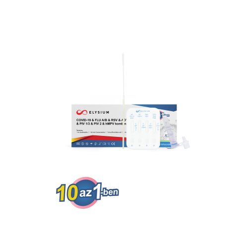Elysium 10 az 1-ben COVID-19 & FLU A/B & RSV & ADV & MP & CP & PIV 1/3 & PIV 2 & hMPV kombinált gyorsteszt - 1 db tesztkészlet (orrlyuk) - Lejárati idő: 2027-09-23 124591101