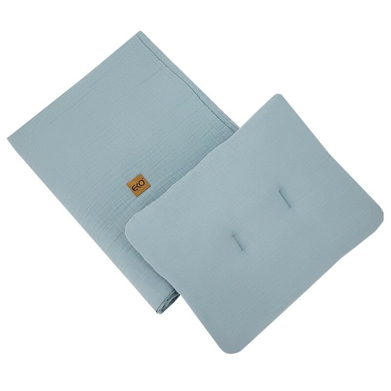 E-shop EKO Posteľná súprava 2 ks mušelín Modrá 30x40 cm, 75x100 cm