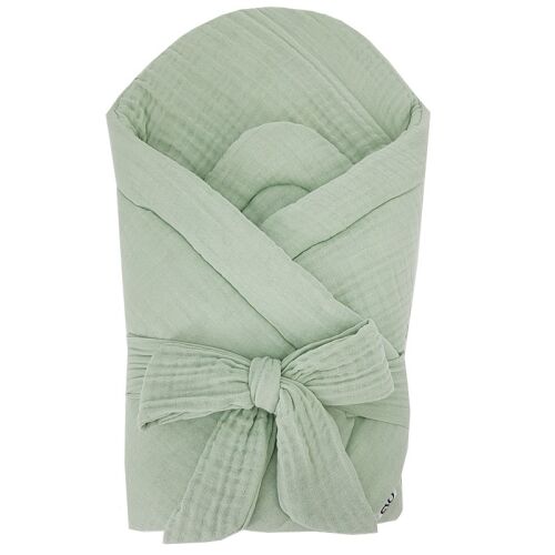 EKO Muslin blanket with removable coconut insert and bow Menthol 75x75 cm