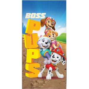 Prosop de baie Paw Patrol Boss Pups, 70x140cm, cu Chase, Skye, Rocky și Everest - Mancs Őrjárat