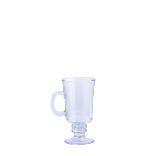 Capucsinós üvegpohár, átlátszó üveg kávésbögre fogantyúval