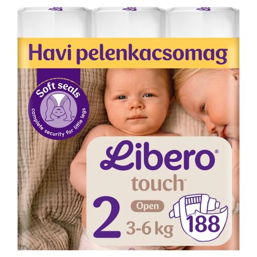 Libero Touch Newborn 2-es méretű pelenka, 3-6kg, 188 darabos csomag