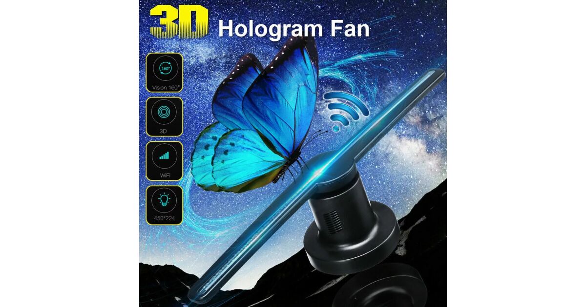 Holografikus HD ledes ventilátor 3D hologramm kivetítő telefonos applikációval és távirányítóval 131543699
