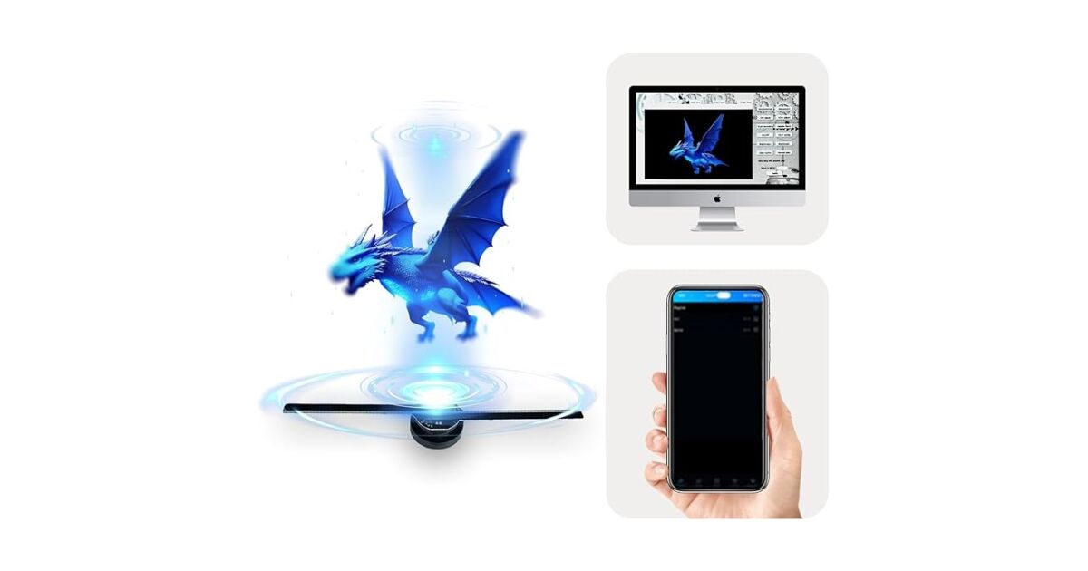 Holografikus HD ledes ventilátor 3D hologramm kivetítő telefonos applikációval és távirányítóval 131543699