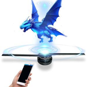 Holografický LED ventilátor ovládaný aplikáciou pre smartfón zobrazujúci 3D hologram draka. - Dekoratívne lampy