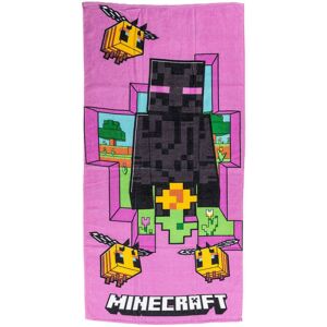 Minecraft Cherry Grove fürdőlepedő, rózsaszín, 70x140cm, Creeper karakterrel és méhekkel - Minecraft