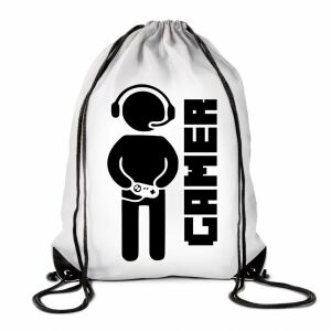 Vicces Gamer tornazsák, fehér poliészter hátizsák gamer mintával - Vicces ajándék