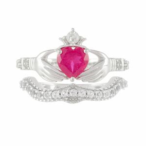Ezüst Gyűrű Thai Rubinnal és Fehér Topázzal, PCY10440/57 124676270 - Női kiegészítő