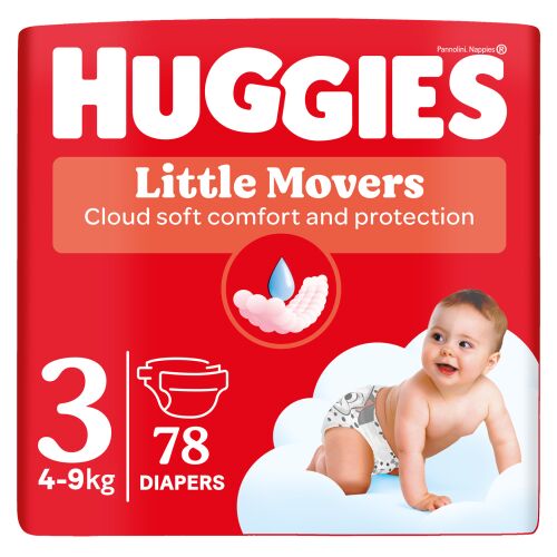 Huggies Little Movers 3-as méretű pelenka, 78 darabos csomag