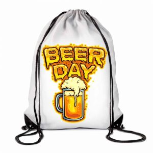 Beer Day húzózsinóros tornazsák, könnyű poliészter hátizsák - Vicces ajándék
