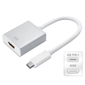 HTC 028-127 USB 3.1 USB C - HDMI átalakító konverter, ezüst színű, fehér kábellel - HCT