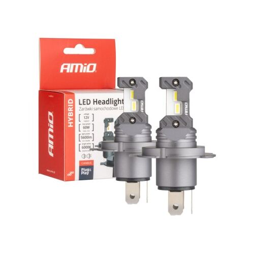 Amio LED-Scheinwerferlampe, 2er-Pack, H4, H19, Canbus, 60W, 5600Lm, 12V