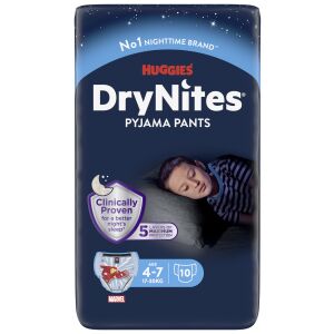 Huggies DryNites éjszakai bugyipelenka fiúknak 4-7 éves (17-30kg) - 10 darabos csomag - Pelenka