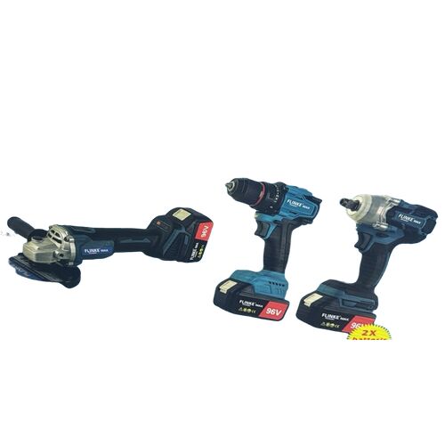 Flinke 3 az 1-ben akkumulátoros fúró, sarokcsiszoló és ütvecsavarozó szett, 96V, FK-8046