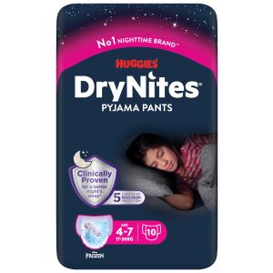 Huggies DryNites Chiloți-Pijama de Noapte pentru Fete 4-7 ani, Pachet de 10 bucăți - Scutece bebelusi