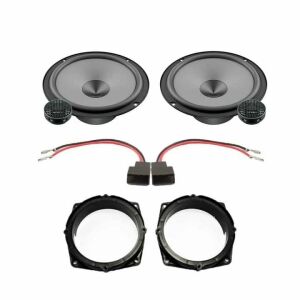 Hertz Uno autós hangszóró készlet Mitsubishi Colt 2004-2012-hez, tartalmazza a hangszórókat, magassugárzókat, beépítő kereteket és csatlakozó adaptert - Autóelektronika