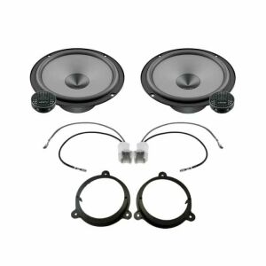 Hertz Uno autós hangszóró szett Nissan Juke 2010- első ajtókhoz, tartalmazza a hangszórókat, magassugárzókat, beépítő kereteket és csatlakozó adaptereket - Autóelektronika