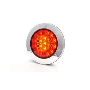 Lumină spate LED rotundă pentru mașini, camioane, remorci și alte vehicule, cu cadru cromat și lentile roșii și galbene - Lumini auto