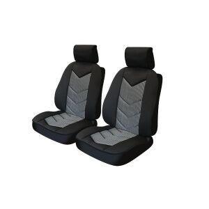Set de 2 huse ergonomice pentru scaune auto, negru și gri, cu spătar și șezut căptușite - Huse pentru scaune auto
