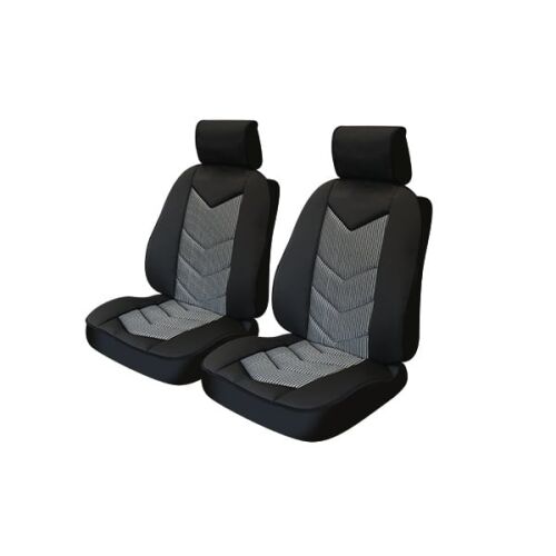 Set de 2 huse ergonomice pentru scaune auto, negru și gri, cu spătar și șezut căptușite