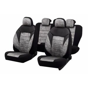 Autó üléshuzatok, teljes szett, fekete és szürke színben, univerzális méretben, fejtámla huzatokkal - Autó üléshuzat