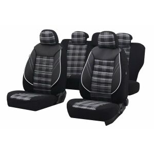 Fekete és szürke kockás autós üléshuzatok szett - Autó üléshuzat