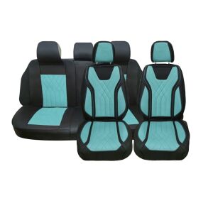 Uniwersalne pokrowce na siedzenia samochodowe, turkusowy i czarny ekoskóra, Luxury, przód i tył - Pojazd i części