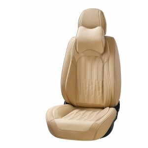 Uniwersalne pokrowce na siedzenia samochodowe, kremowa ekoskóra, przód i tył, zestaw 2 sztuk - Pojazd i części