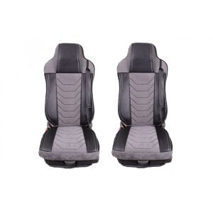 Set huse scaune camion MERCEDES ACTROS MP4 MP5, negru și gri, catifea din piele ecologică - Huse pentru scaune auto