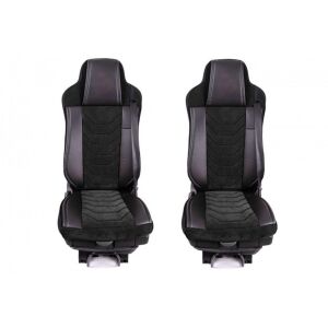 IVECO STRALIS Teherautó Üléshuzat Szett, Fekete Öko Bőr Bársony - Autó üléshuzat