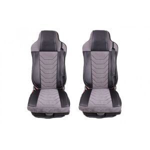 MAN TGX EURO 6 Teherautó Üléshuzat Készlet - Fekete és Szürke Öko Bőr Bársony - Autó üléshuzat