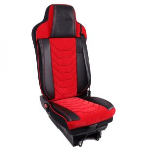 Egyedi MAN TGX EURO 5 Teherautó Üléshuzat, Fekete és Piros Bársony és Műbőr - Autó üléshuzat
