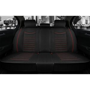 Huse universale pentru scaune auto, material textil negru cu cusături roșii, față și spate, set de 5 - Huse pentru scaune auto