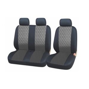 Set de 3 huse universale pentru scaune auto, negru și gri din piele ecologică, scaune față, 2+1 - Huse pentru scaune auto