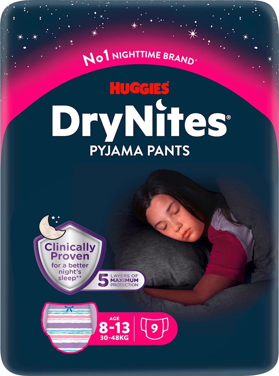 Huggies DryNites éjszakai Bugyipelenka lányoknak 30-48kg 8-13év (9db)