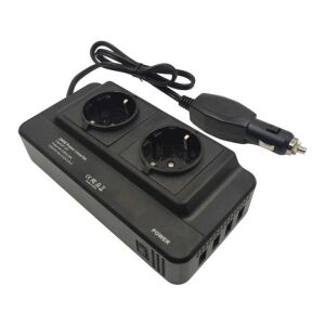 Invertor de Tensiune Auto 12V, 200w Incarcator auto, 2x 220V AC Prize, 2xUSB QC3.0 Fast Charge, 2xTip 5V/1.2A, Negru 124743478 - Prize auto si incarcatoare