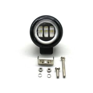 Fară LED rotundă offroad cu ochi de înger, carcasă neagră, lumină albă, 45W, 4000 lumeni - Lumini auto
