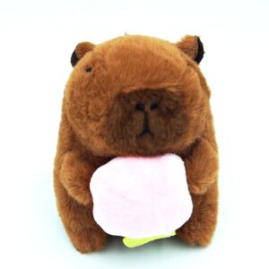 Jucărie Breloc din Pluș Tip Capybara, pentru Copii +3 Ani, Lungime 11 cm, Culoare Maro cu Floare Roz ABYZ™, Accesoriu Drăgălaș și Distractiv 124749483 - Jucării de plus
