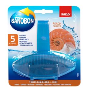 Sano Bon Blue Peach blok za WC školjku, 5 funkcija: čisti, daje sjaj, parfimira, higijenski, boji vodu u plavo - Deterdžent za suđe za osjetljivu kožu