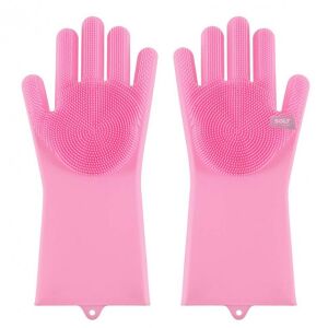 Set manusi pentru bucatarie, cu peri din silicon pentru spalarea vaselor, Roz 124755321 - Mănuși de cauciuc