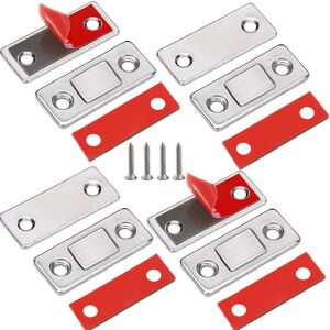 Set de 4 inchizatoare magnetice slim, cu suruburi incluse pentru usi si sertare, pentru usa dulap, Argintiu, 124756398 - Încuietori de siguranță pentru copii